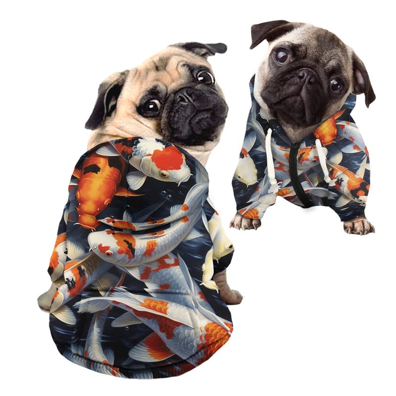 Kuiaobaty Koi Fish Print Dog Hoodie Zipper Comfort Puppy Pet Sweatshirt with Hat Sweatshirt for Small Medium Dogs Jumpers Outfits — image 1