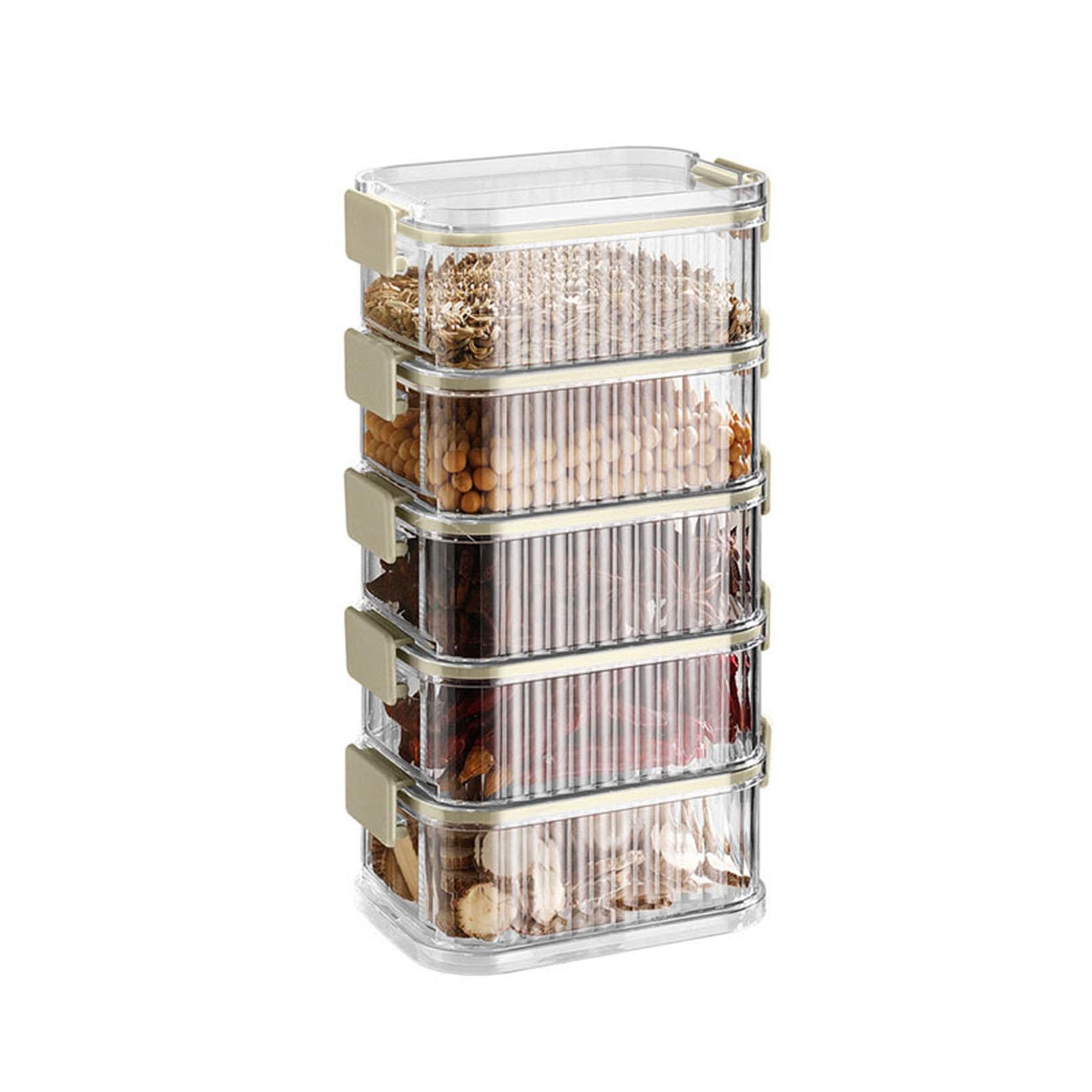 Multilayer Spice Jar Leak Proof Sealed Kitchen Storage Containers Stackable Organizer for Salt and Egg Pepper Jars with Airtight Lid