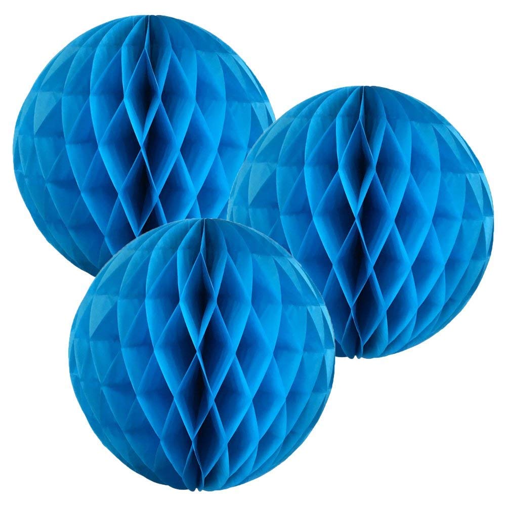 12"(30CM) Paper Honeycomb Balls (Pack of 3) Several Colours Available (Mid Blue)