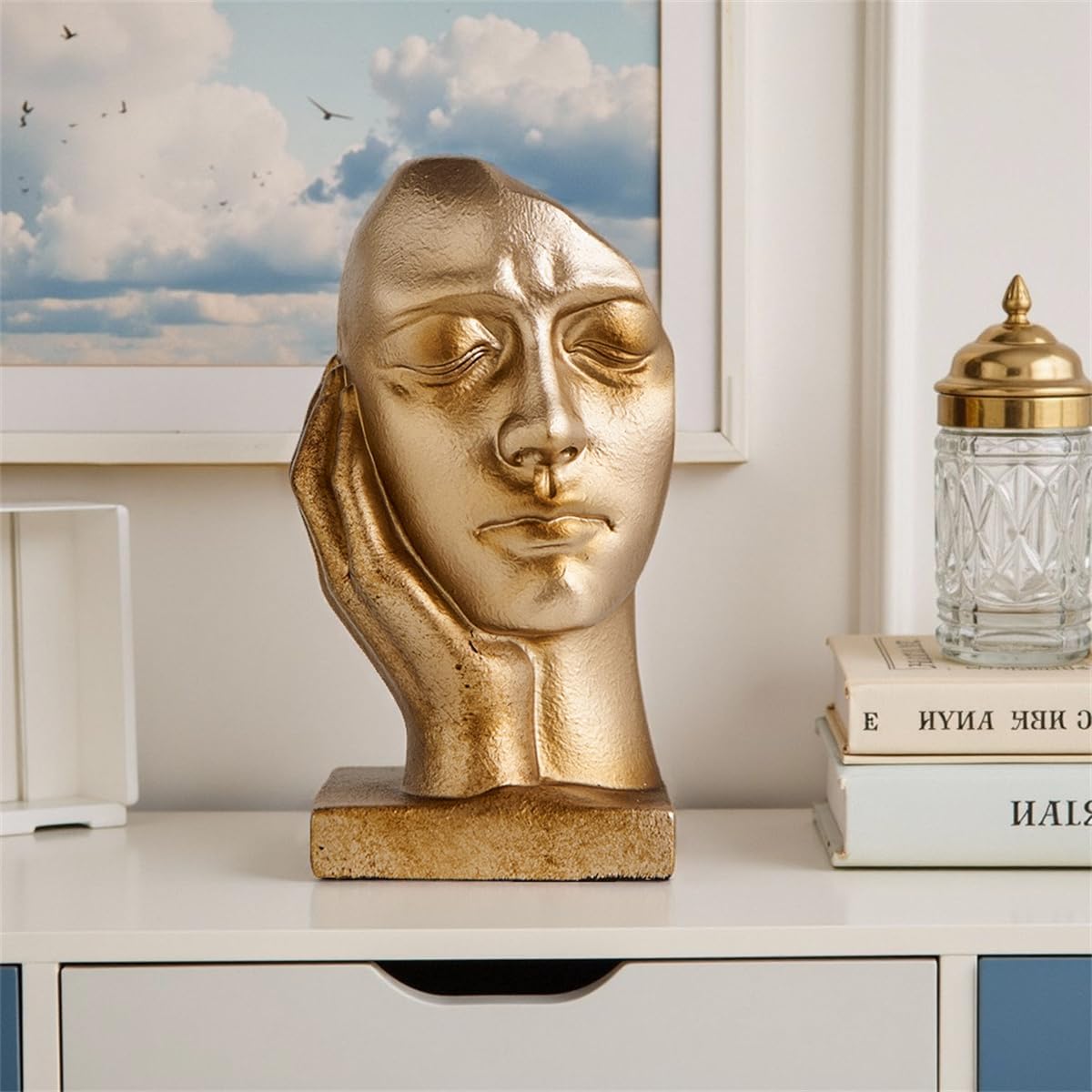 AWNR Abstract Art Office Decorations，Gold Home Decor for Table，Desktop,Tabletop,Shelves,Book Shelf,Small Figurines (A)