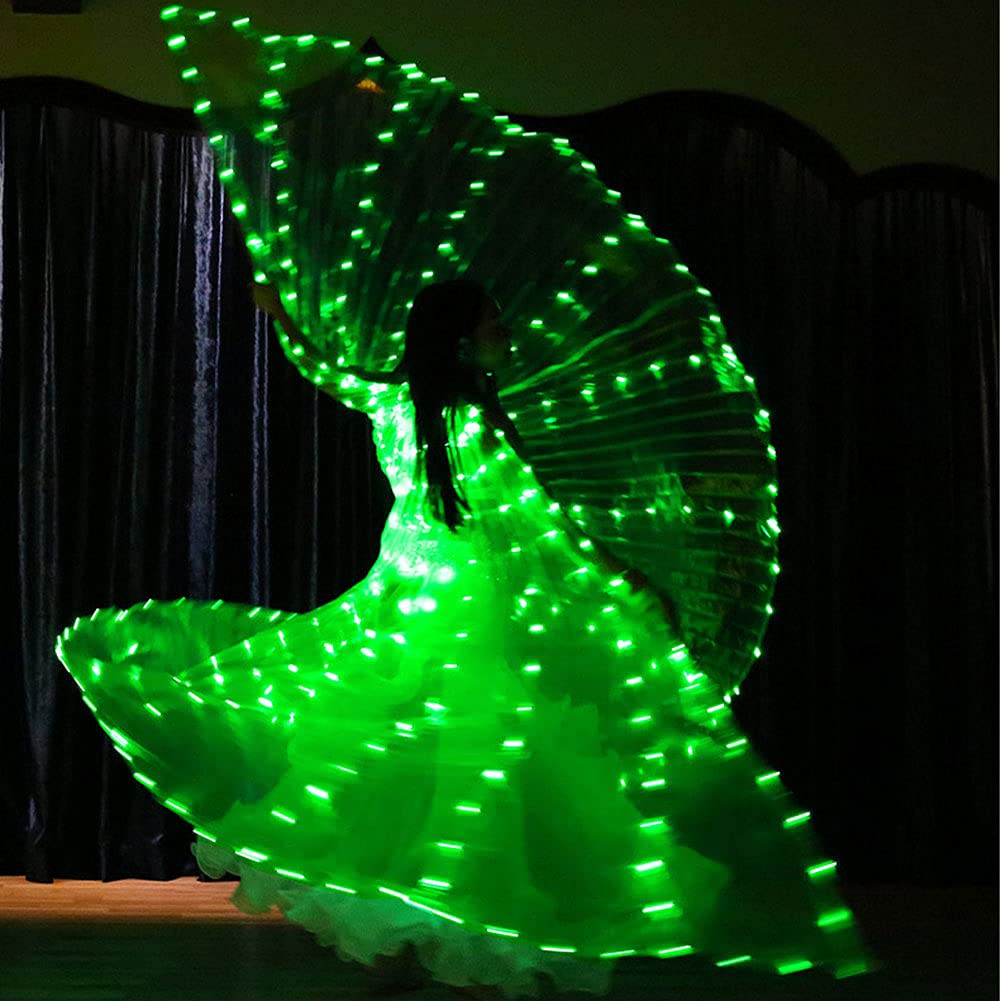 Ailes de Danse LED Isis vertes, accessoires de danse de fête d'halloween