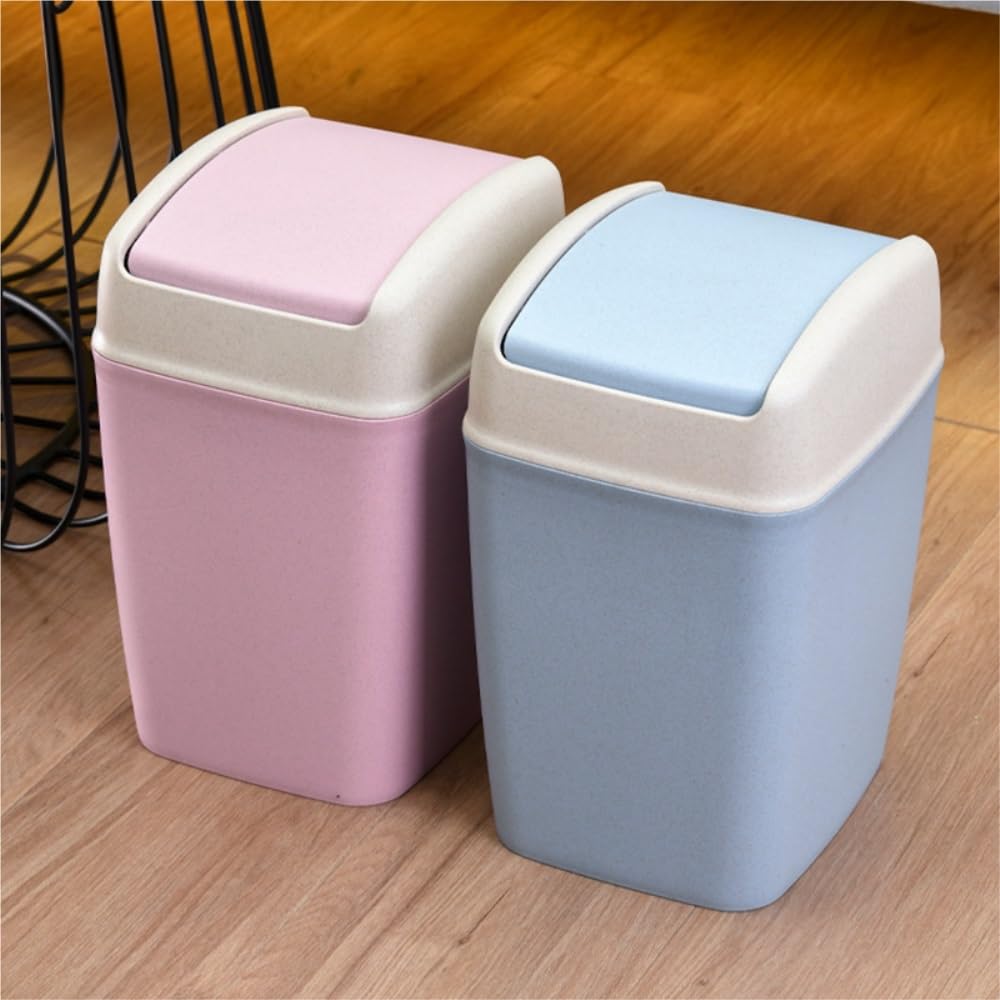 Practical Touch-Free Flip-Lid Trash Can: Easy to Clean, Perfect for Modern Minimalist & Ins Style Spaces(Wheat StrawGreen)