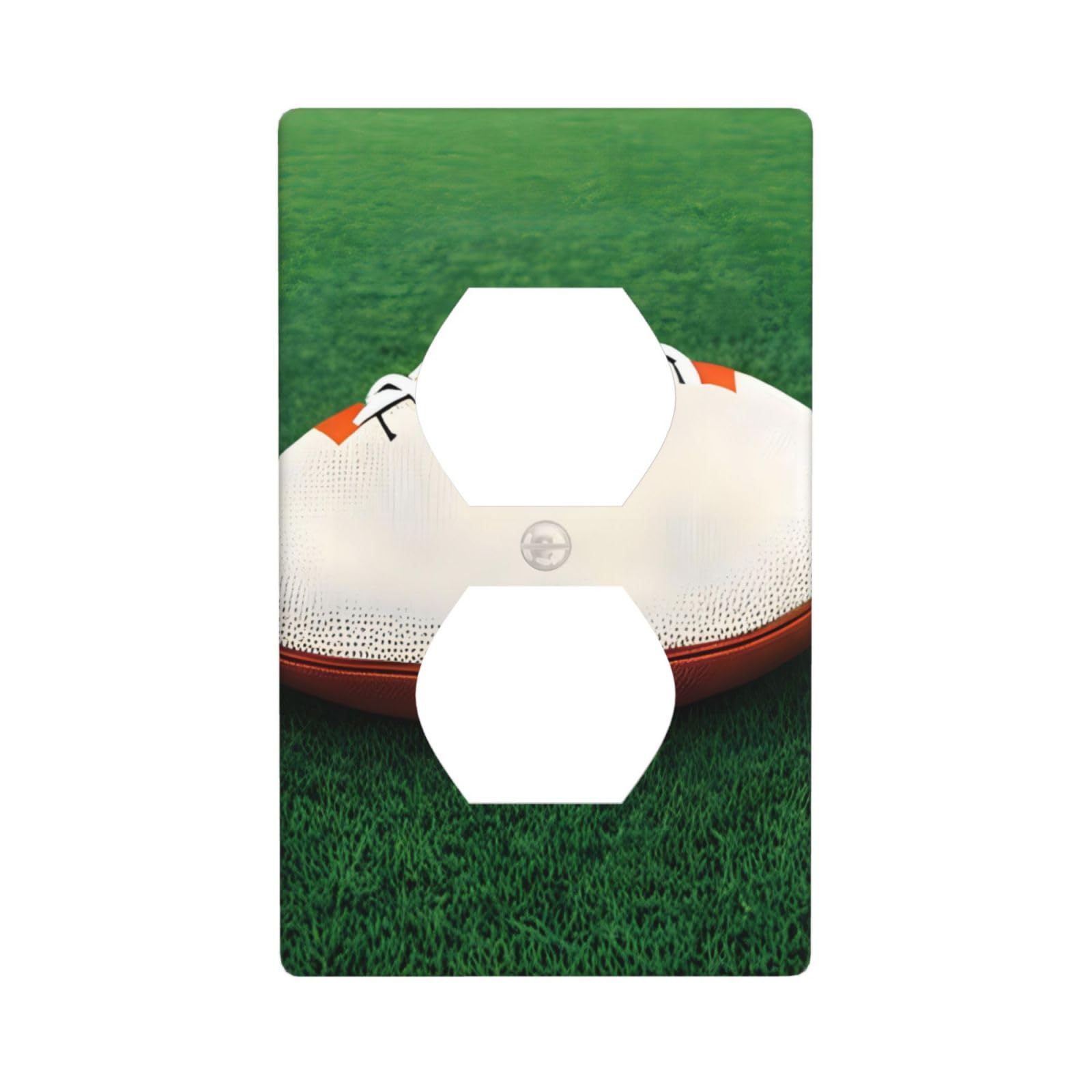 White Rugby Ball Decorative Switch Plate Cover-Unbreakable Polycarbonate Wall Plate for Home Office, 1 Gang with Screws