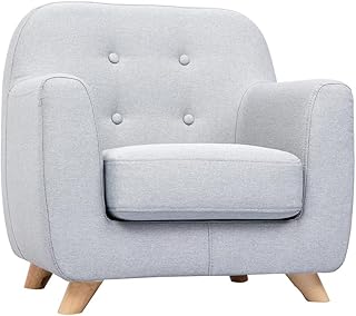 Miliboo NORKID - Sillón infantil escandinavo, tejido gris claro y madera clara