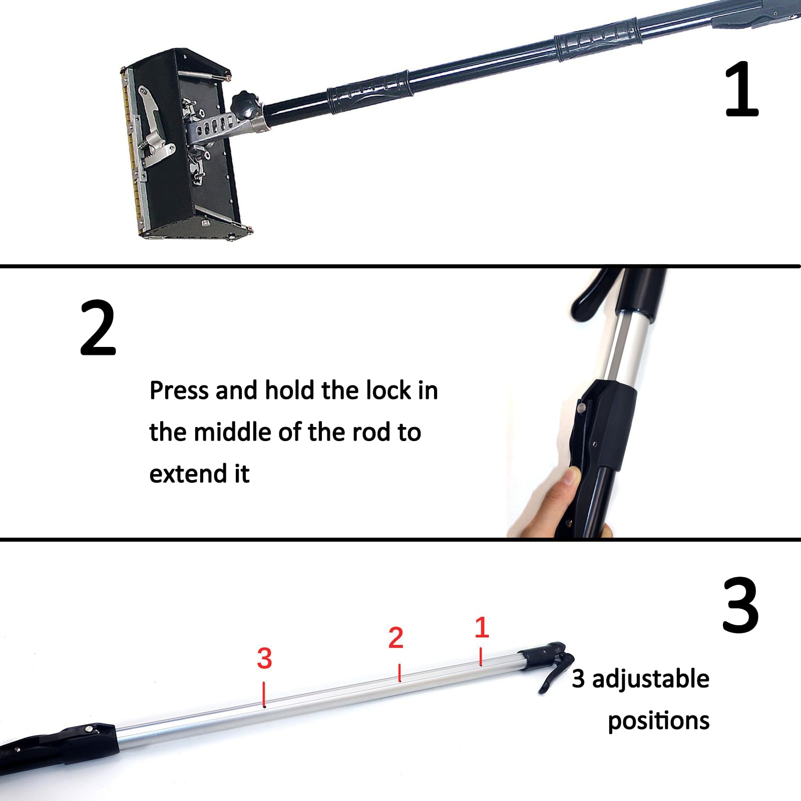 Scatola di Finitura per Pareti E Cartongesso, Cartongesso Taping & Flat Finishing Set con 106-165cm Maniglia Regolabile, Scatola di Finitura Piatta per Cartongesso Professionale 8inch