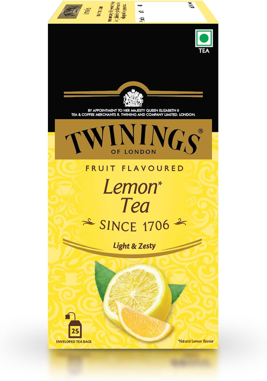 Lemon Tea, 25 Teabags, Premium Black Tea With Lemon, English Classic Taste, Light Strength, Bright And Zesty Flavour, 50 grams, Pack of 1