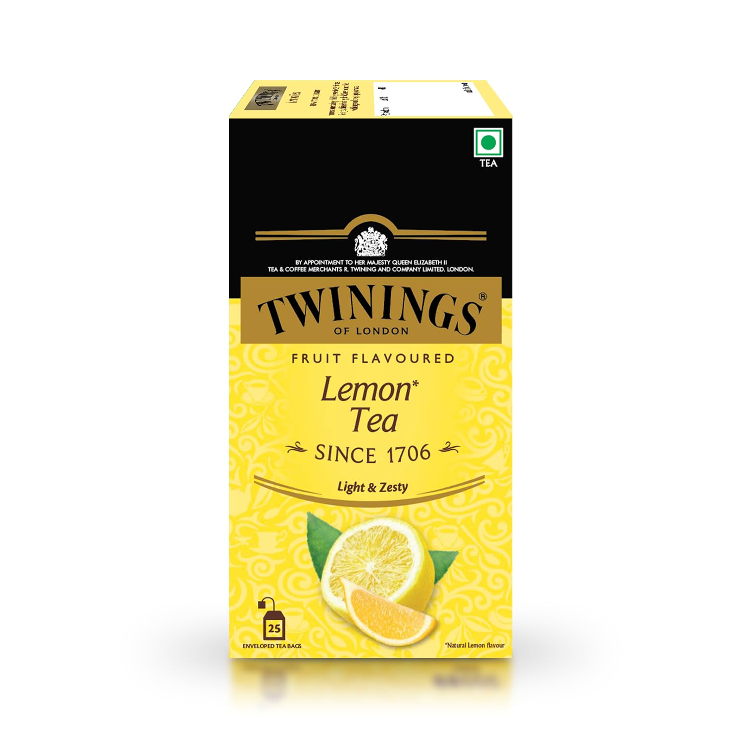 Twinings Lemon Tea, 25 Teabags, Premium Black Tea With Lemon, English Classic Taste, Light Strength, Bright And Zesty Flavour, 50 grams, Pack of 1