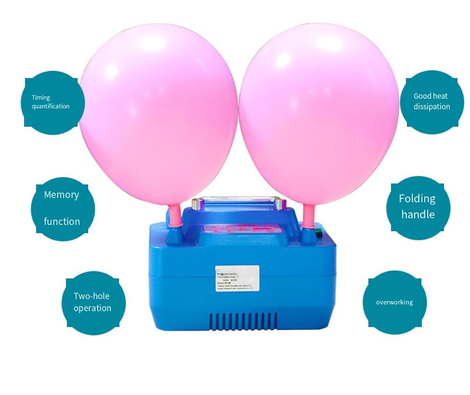 McbeAn Bomba Eléctrica para Globos, Bomba Sopladora para Inflar Globos con 2 Puertos De Inflado, Función De Sincronización Y Memoria, Diseño De Interruptor Táctil, para Fiestas, Bodas, Cumpleaños