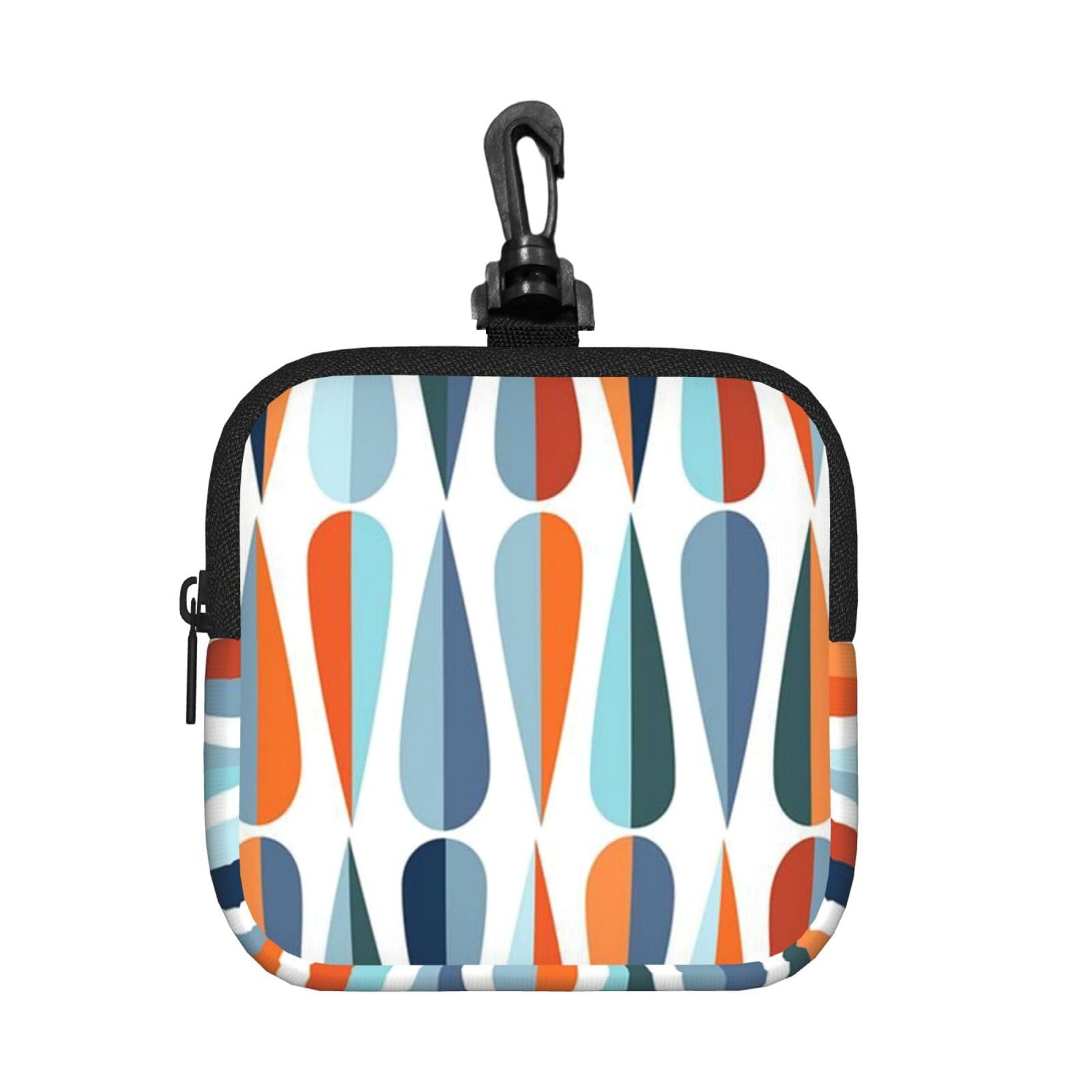 Mid Century Modern With Drop Shapes Print Square Storage Bag Travel Toiletry Cosmetic Organizer Pouch Lightweight Reusable