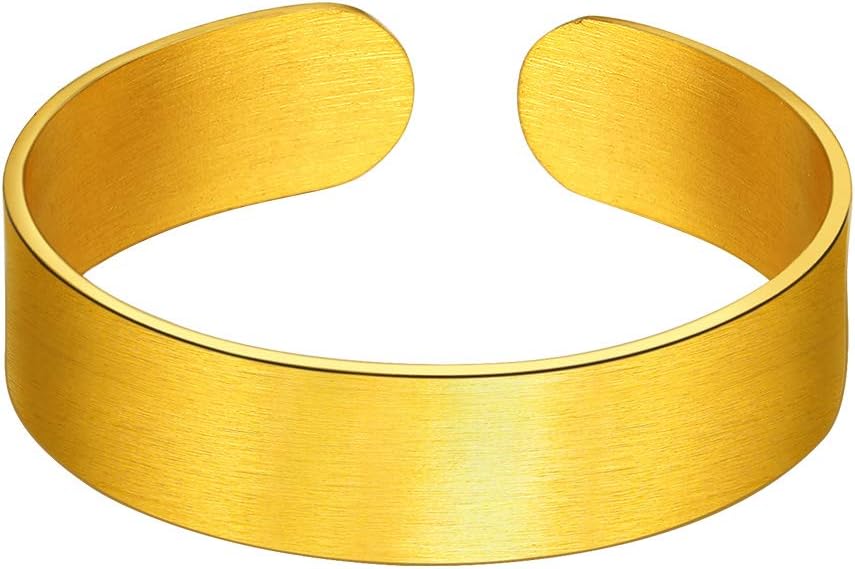 Stainless Steel Open Band Ring for Men Women 18K Gold/Black Plated Brush/Smooth Surface Rings Set Minimalist Jewelry(with Gift Box)