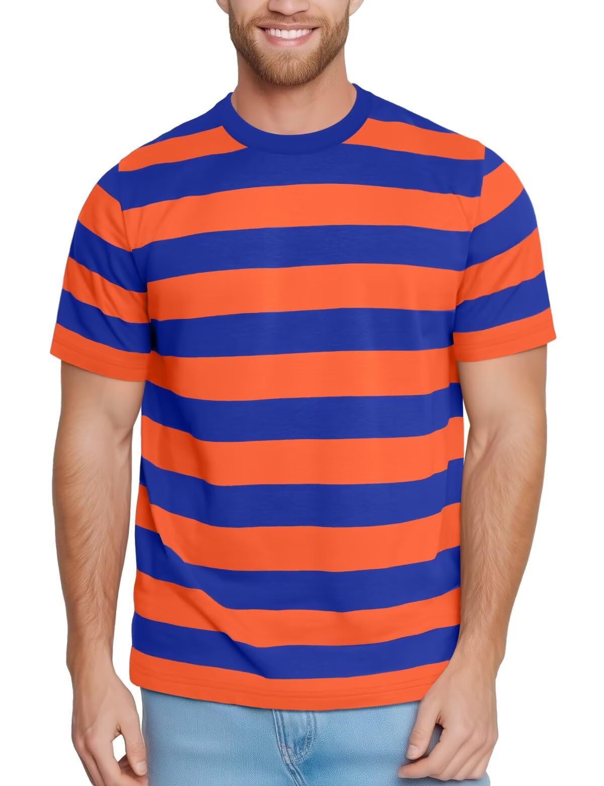 Zengjo Mens Striped Shirt Short Sleeve T-Shirts