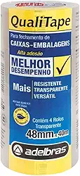 Fita para Empacotamento, Adelbras 0811000018, Transparente, Pacote de 4