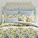 Laura Ashley - Queen Comforter Set, Soft & Reversible Cotton Bedding, Medium Weight for Year Round Comfort, 7 Piece Bed Set with Matching Pillowcases, Euro Shams & Bonus Throw Pillows (Cassidy Yellow)