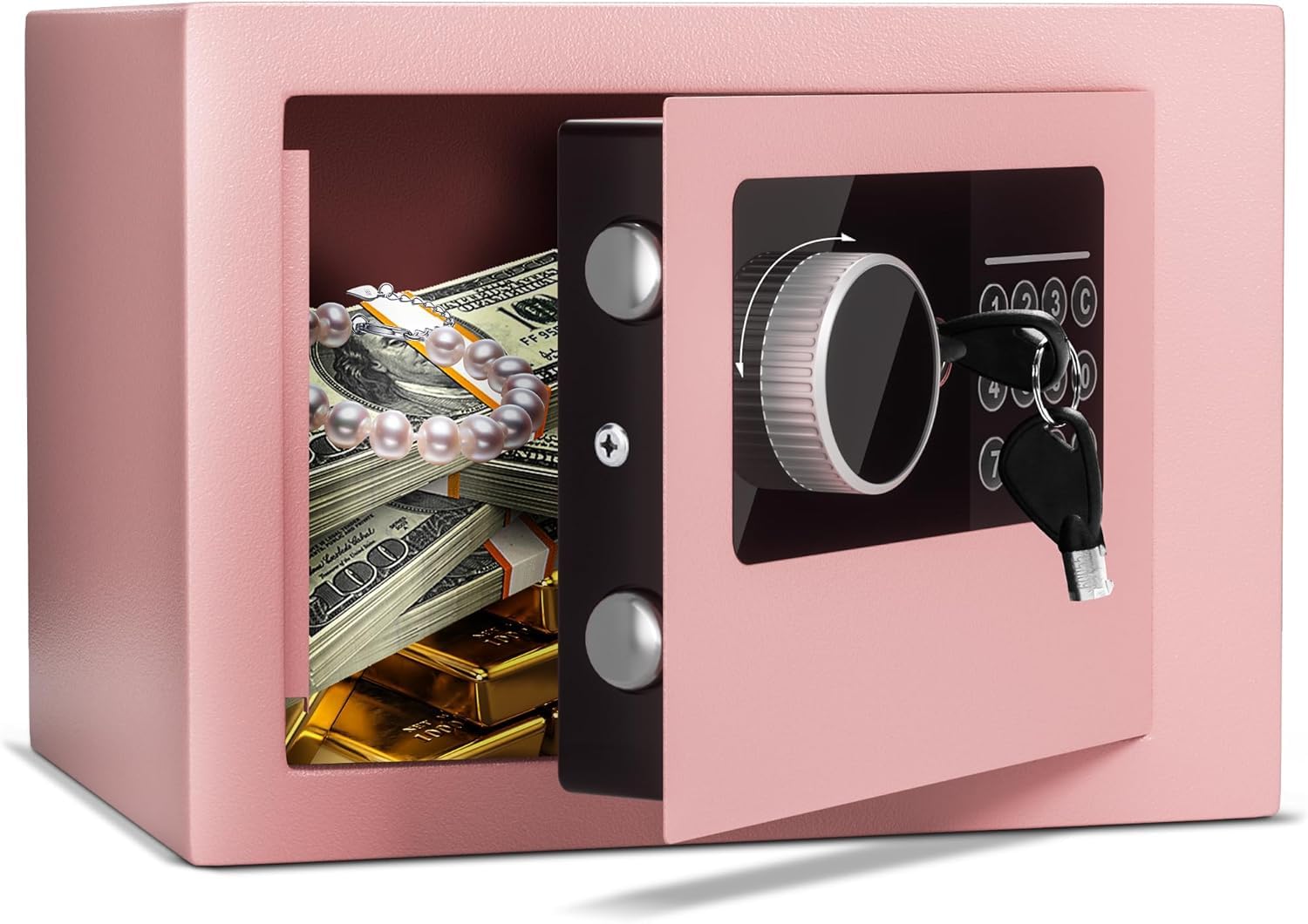 Cassaforte elettronica da 6,6 l, antifurto con 2 chiavi, cassaforte ignifuga, impermeabile, scatola di sicurezza digitale per oggetti di valore come pistole per denaro e contanti
