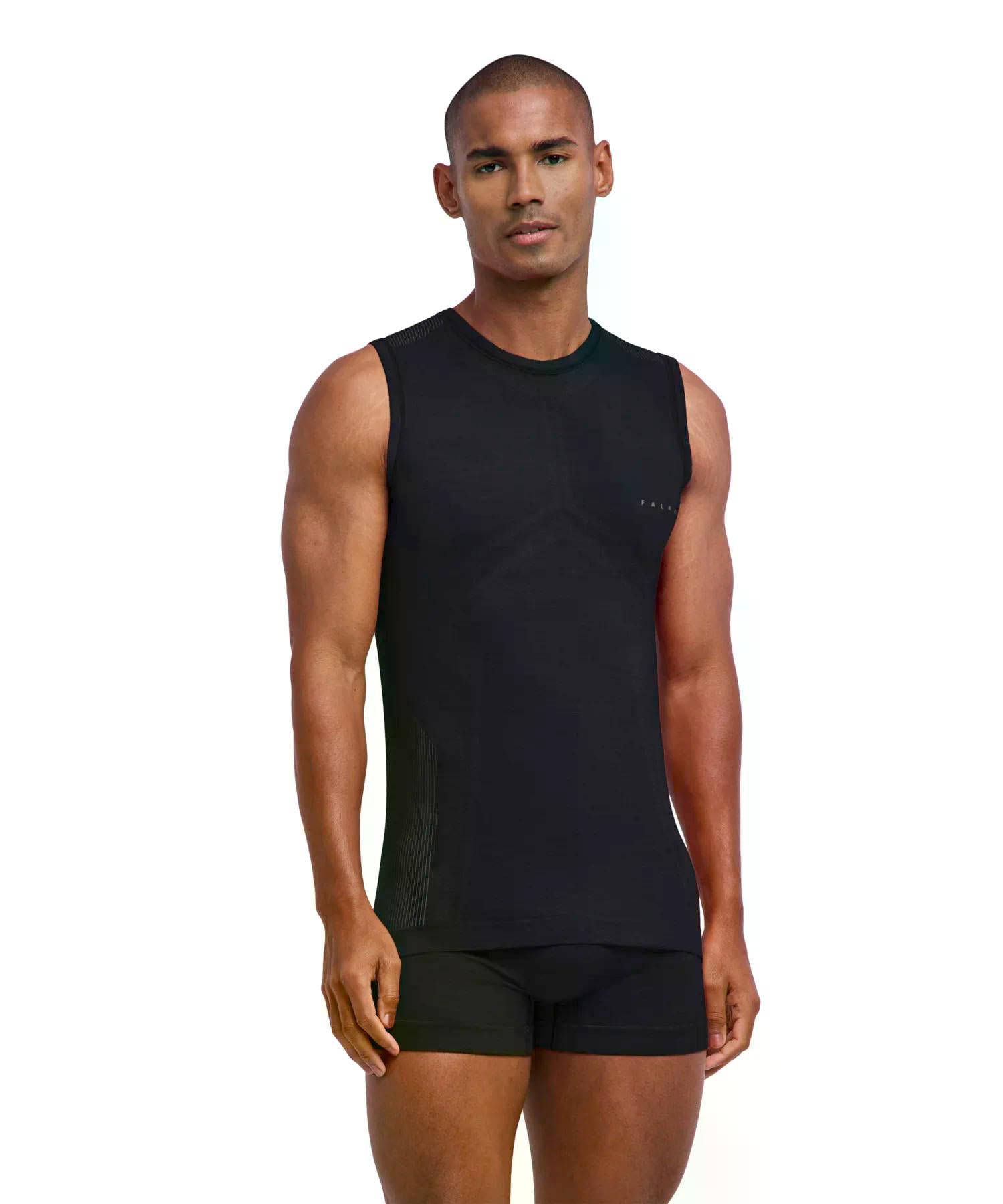 FALKE Mężczyźni Warstwa podstawowa (góra) Wool-Tech Light M S/l Sh wełna materiał funkcjonalny regulujące klimat 1 Sztuka, Czarny Black 3000, S