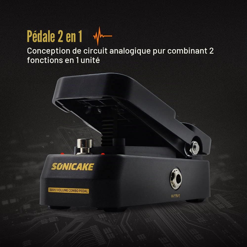 SONICAKE Mini pédale d'effet de volume Wah active pédale d'expression 2 en 1 VolWah