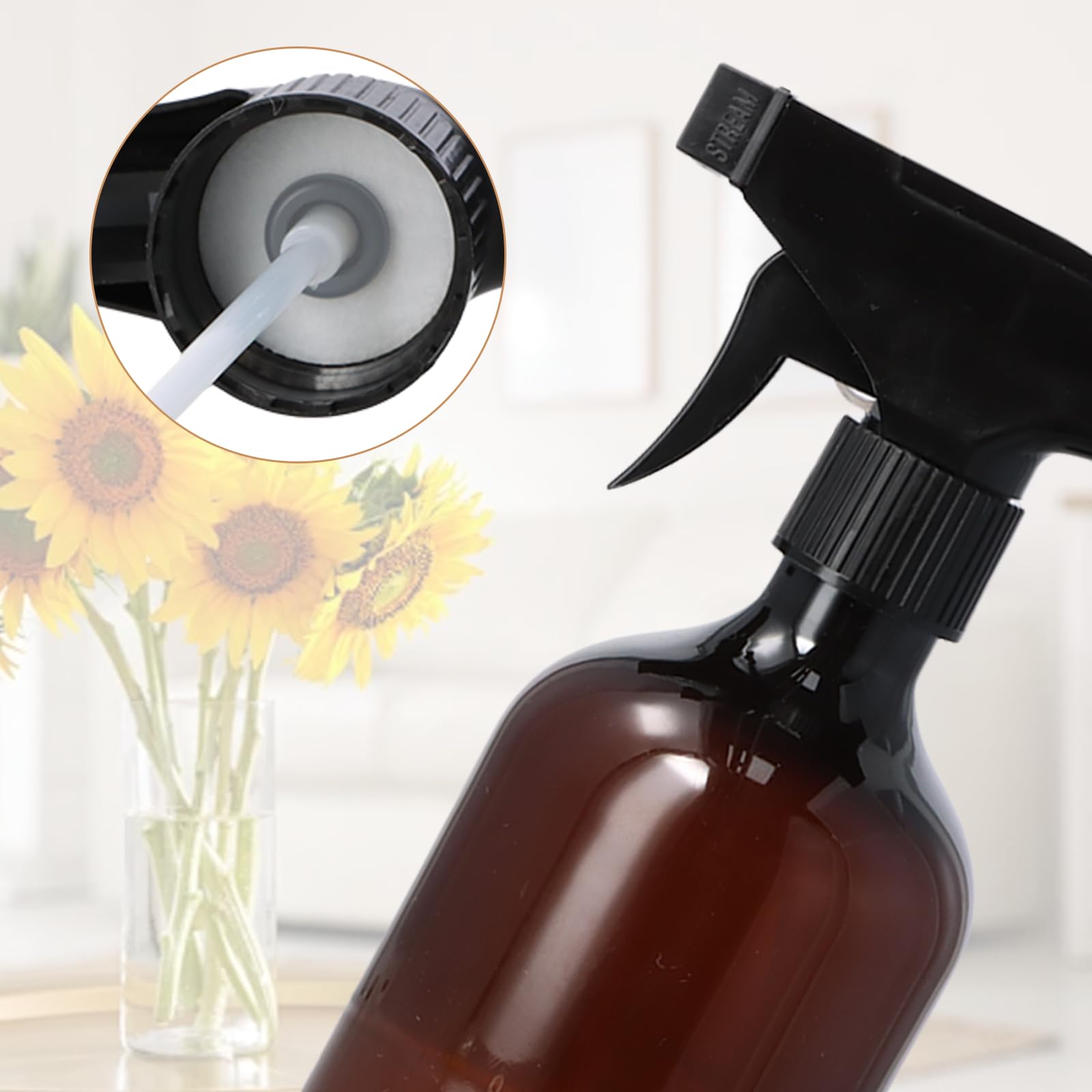 2 Piezas Botella de Spray 500 ml, Pulverizador Agua Peluqueria, Botellas de Plástico Reutilizables para Hogar, Jardín, Cocina y Limpieza, Frasco de Spray Vacío (marrón)