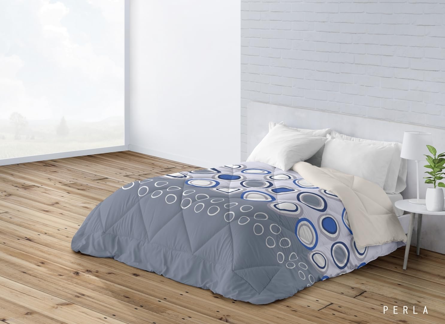 BOHEME Edredón Cama 135 Nórdico Estampado Reversible Perla - 235x260 cm.