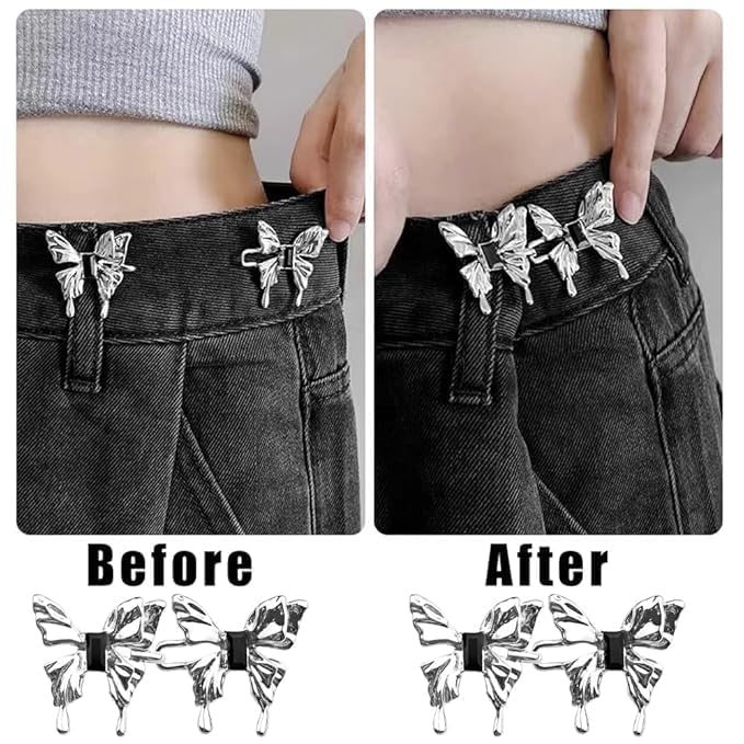 Image of YEKDA Denim Button Kit - 2 PCS Assorted Jeans Buttons for Quick Fix & DIY Adjustment - No-Sew Snap-On Metal Buttons for Pants, Skirts, Shorts - Easy Waist Size ControlMATEL BTRFLY 2 PC