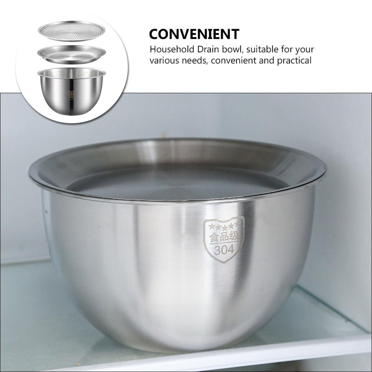 Ipetboom Passoire en Acier Inoxydable 3 Pièces avec Bassine Multifonctionnelle pour Égoutter Laver le Riz et Mélanger Set de Bols la Cuisine Résistants et Empilables Usage Alimentaire