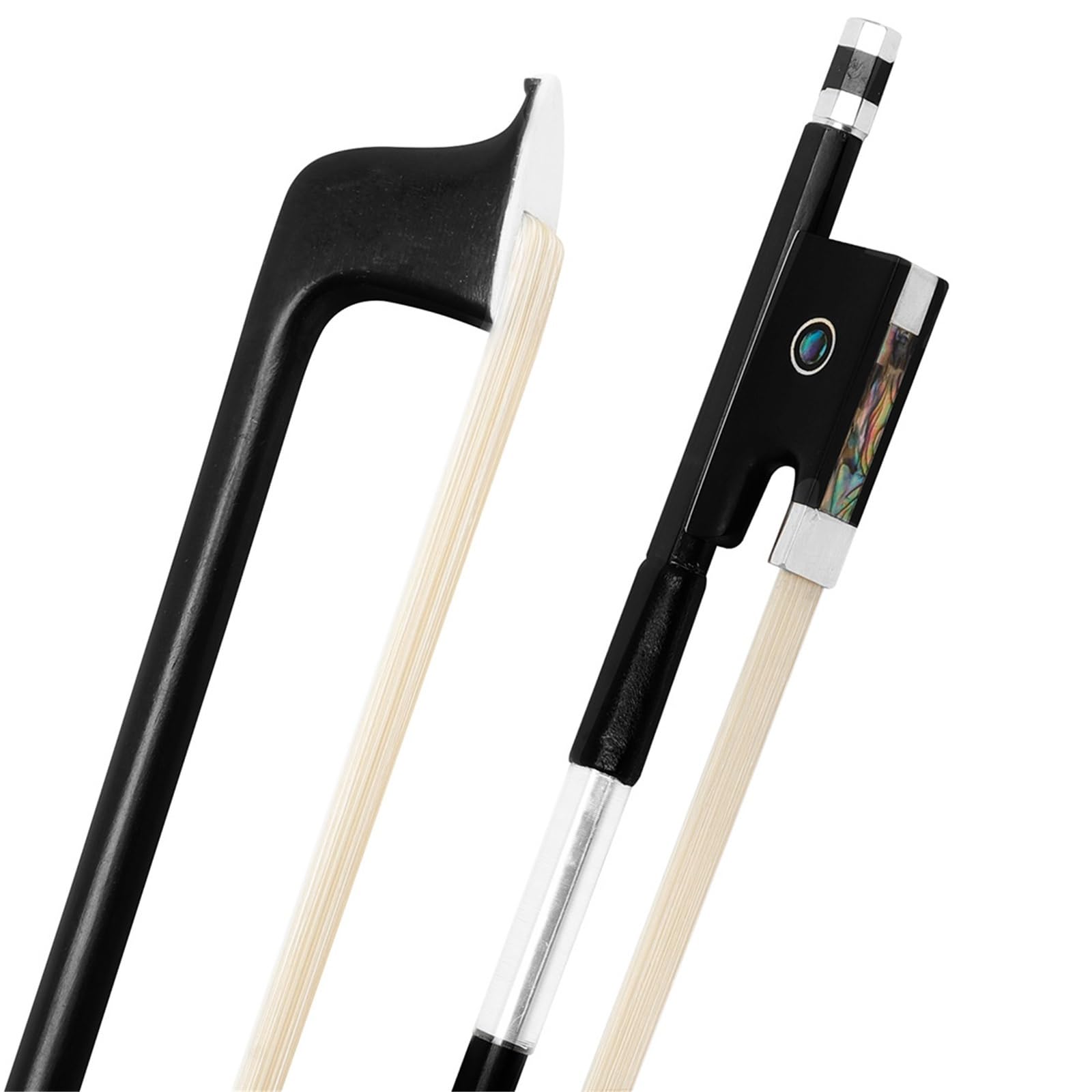 Musikliebhaber Geigenbogen Violinbogen 4/4 Verbund Carbonfaser Reines Rosshaar Ebenholz Silberdraht Schaffell Handauflage Achteckig(Bow+Bow Case)