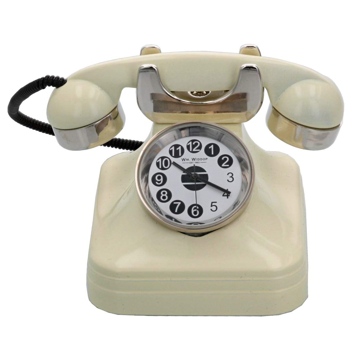 WM Widdop Miniature Novelty Collectors Cream Telephone Desk Clock 9007
