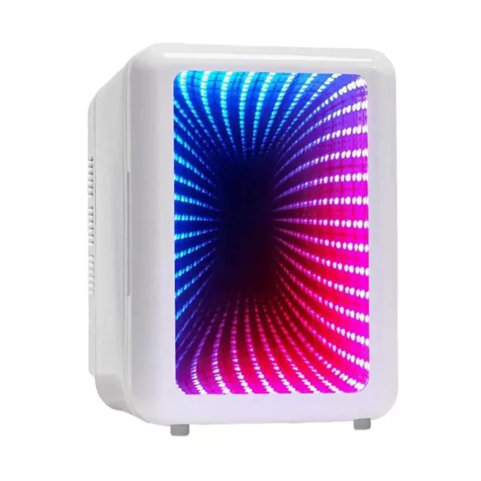 Mini Nevera De Maquillaje 4L con Puerta Espejo LED 7 Colores, Coche Hogar