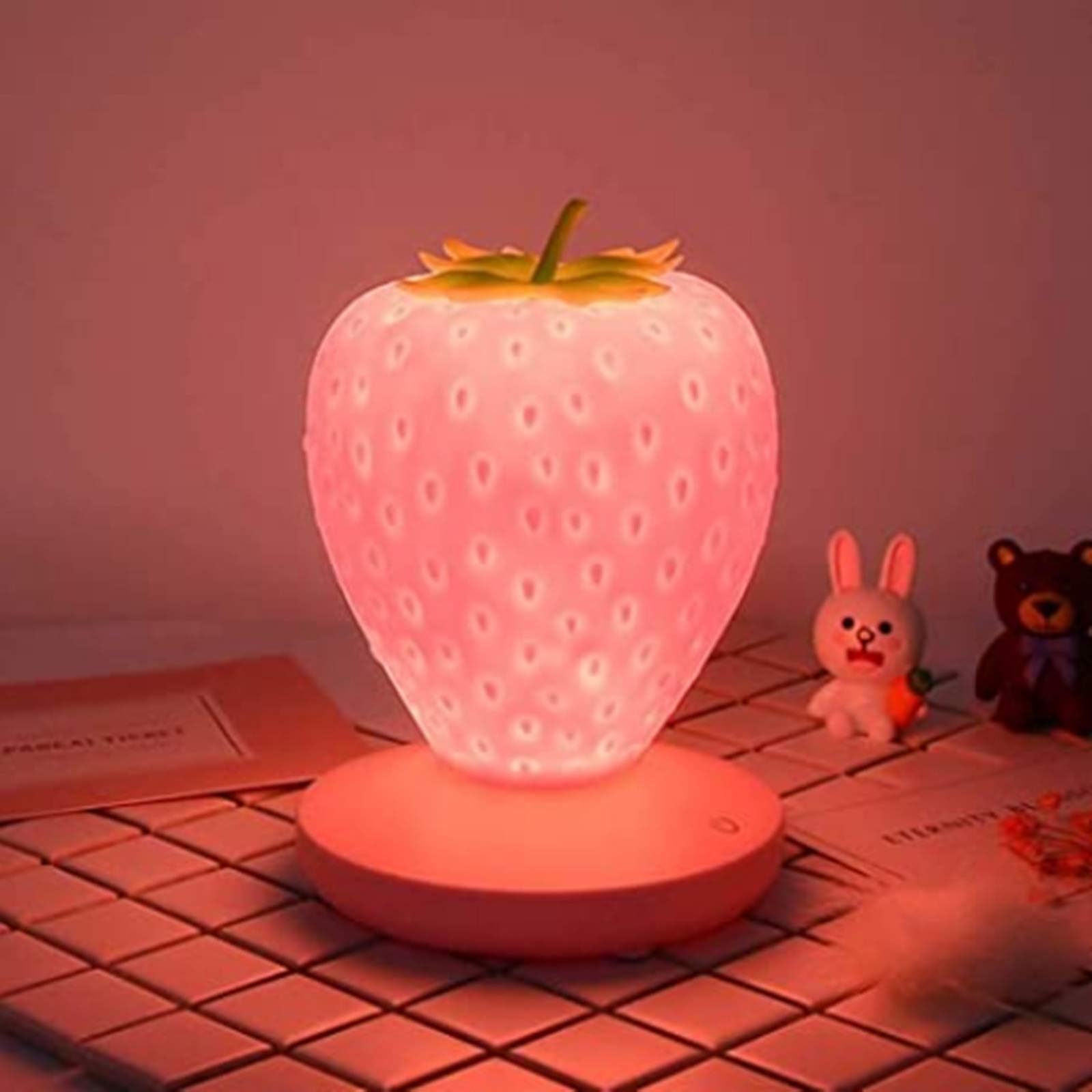 Smasea Strawberry Lamp Nursery LED Cute Kids Night Light,Children's Bedside Color Changing Lamp, 3 Modes Touch,Baby Nursery Decorations Gifts for Children,Sweet Gift for Birthday Home Décor