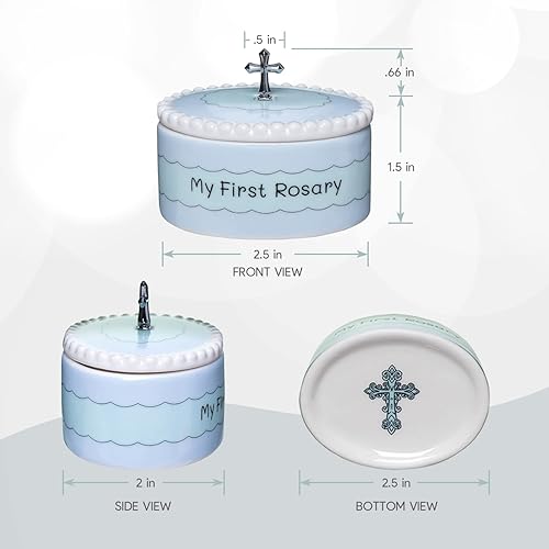 Miniatura 7 de Juego de regalo de bautismo católico de mis primeros rosarios azules y rosados con cajas de recuerdo a juego, regalos de bautismo de bebé para niña