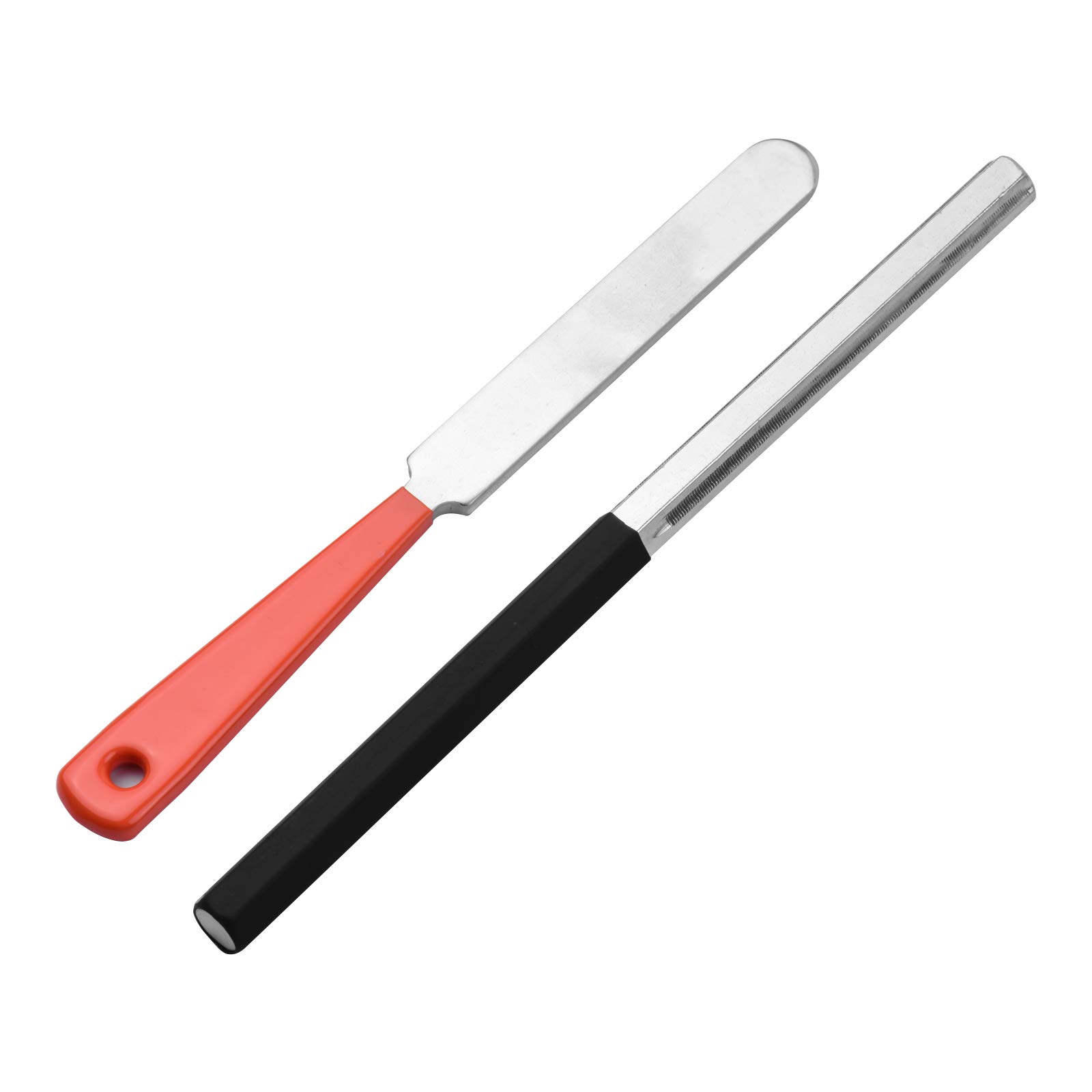 Juego de limas de coronación de trastes de guitarra de acero inoxidable con asas de goma, 3 tamaños de borde para calado de precisión y herramienta cómoda para guitarra, bajo, ukelelele, mandolina