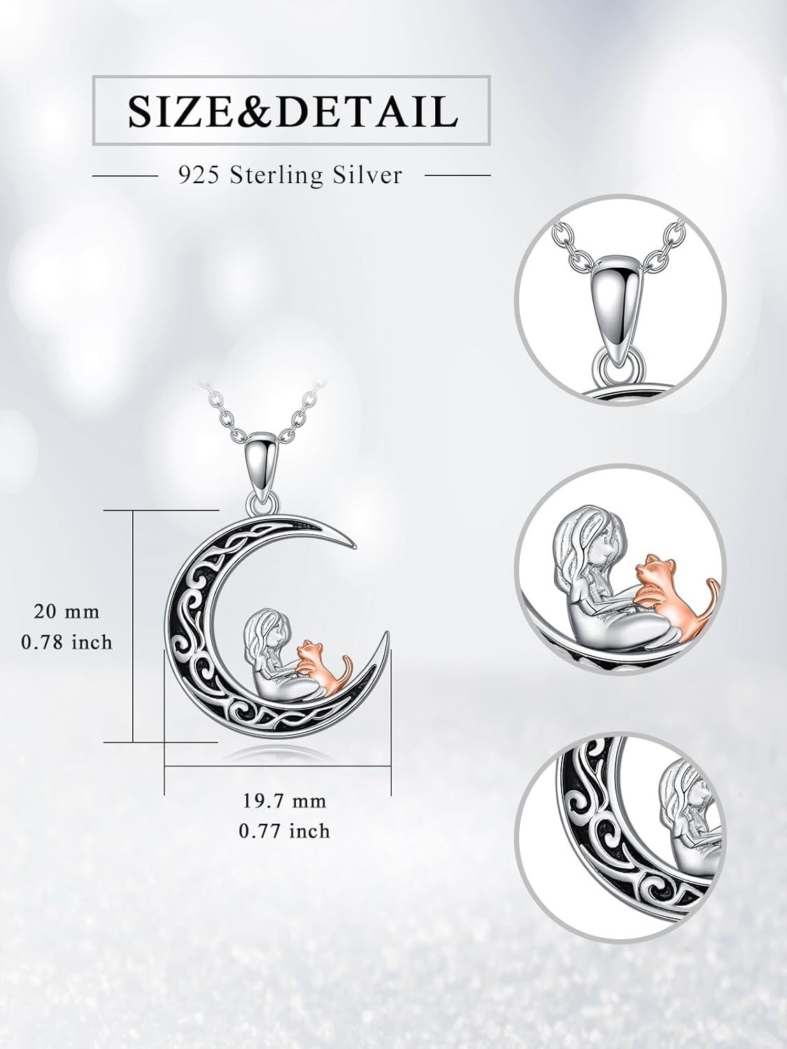 Cat Necklace for Women 925 Sterling Silver Heart Women with Dog/Cat/Horse Pendant Necklace Cute Animal Dog Heart Necklace as Holiday Christmas Cat Jewelry for Cat Lovers Women - Image 5