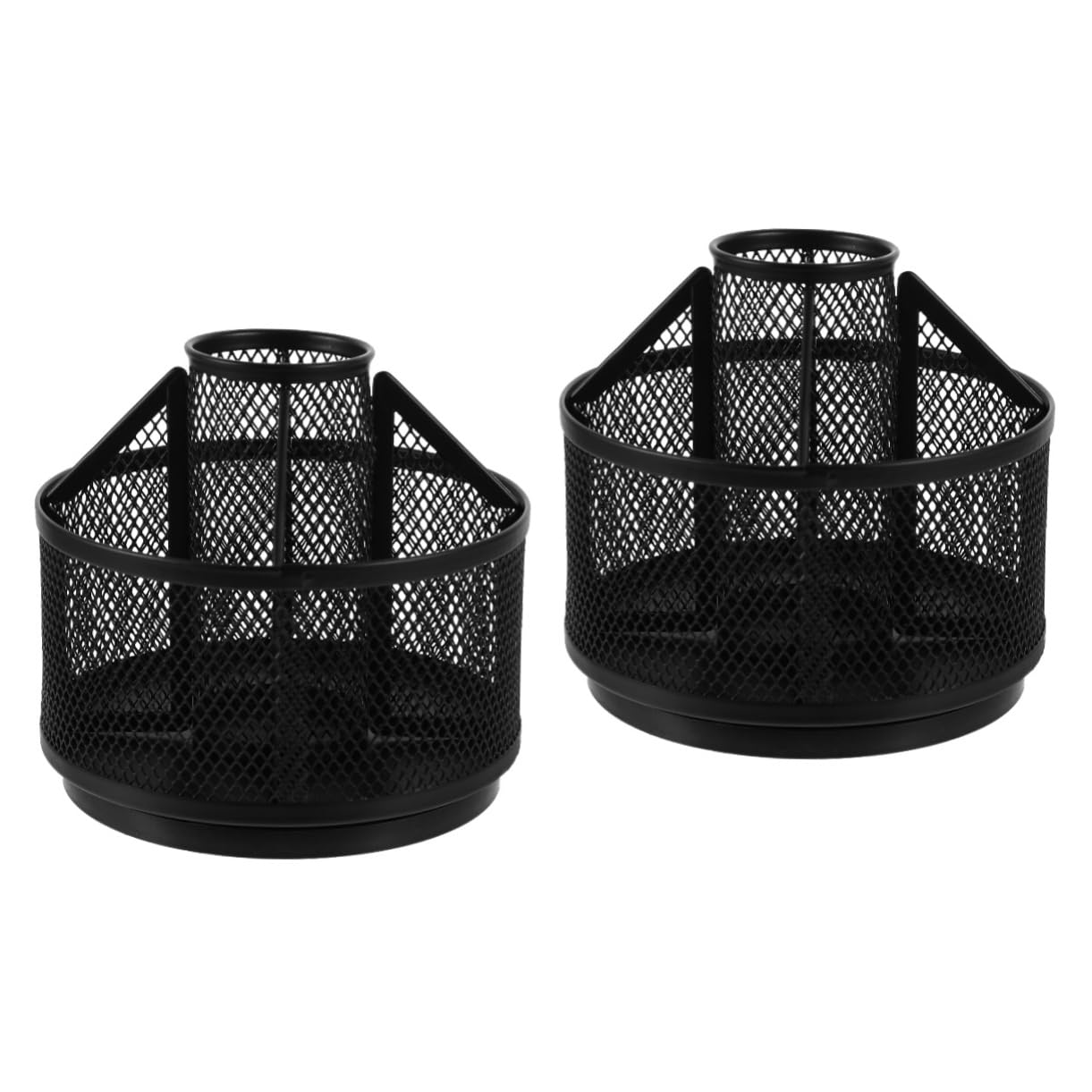 Porte-stylo rotatif en maille noire HOMSFOU | Lot de 2 organisateurs de bureau