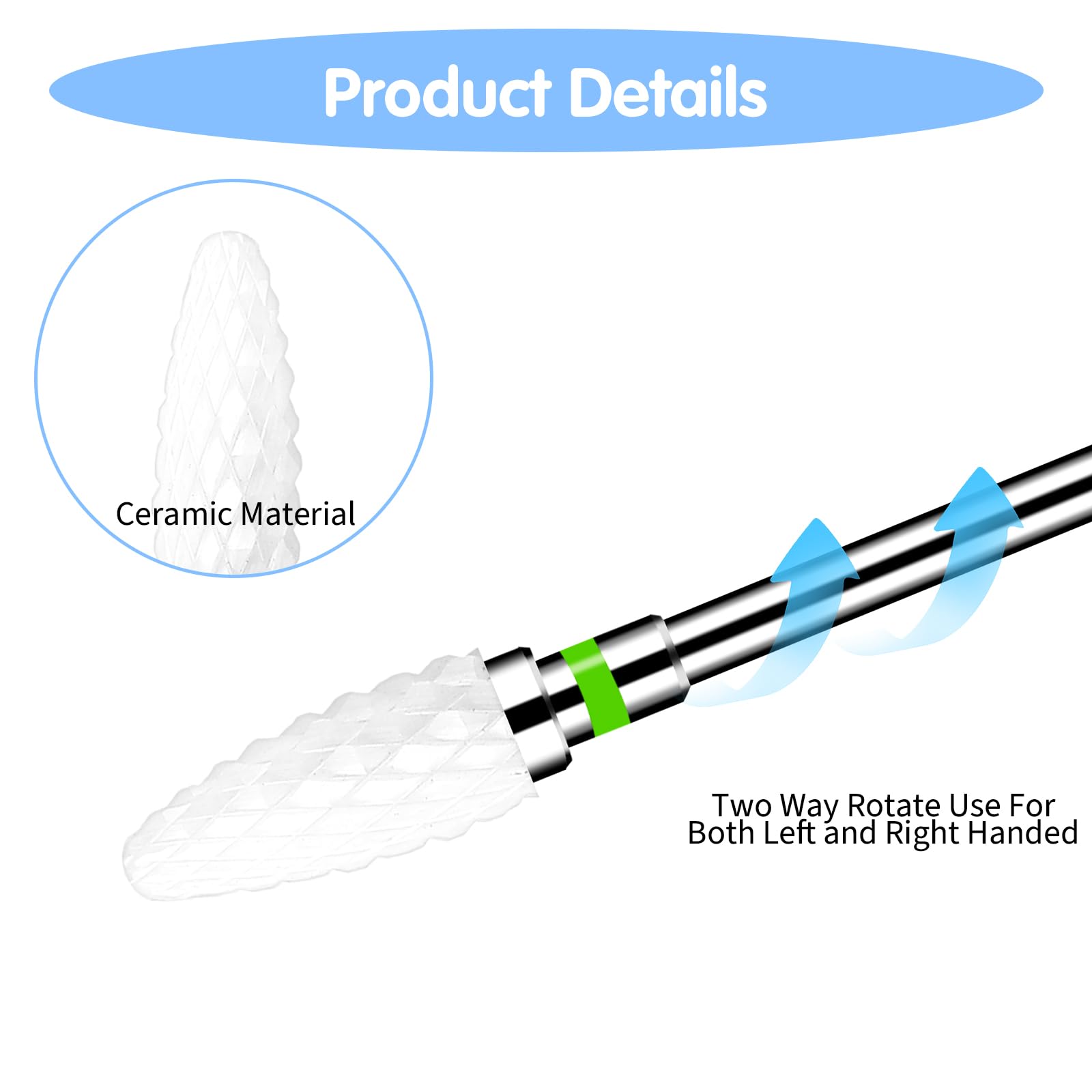 Sibba Set di 5 Punte da Trapano Professionali In Ceramica A Forma di Mais Punte In Carburo per Rimozione Gel Acrilico Duro Strumento Rotativo per Manicure Pedicure Cuticole Gel per Unghie