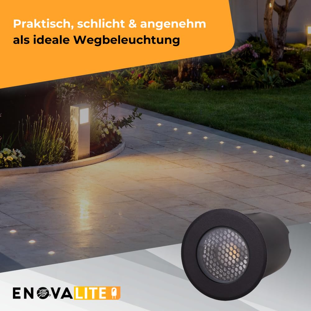 6er Set LED Bodeneinbaustrahler 5W 300lm 3000K Warmweiß - Ø 65x80mm - IP67 - Aluminium - befahrbar bis 2t - 230V Bodeneinbauleuchte Außenleuchte Bodenspot - schwarz