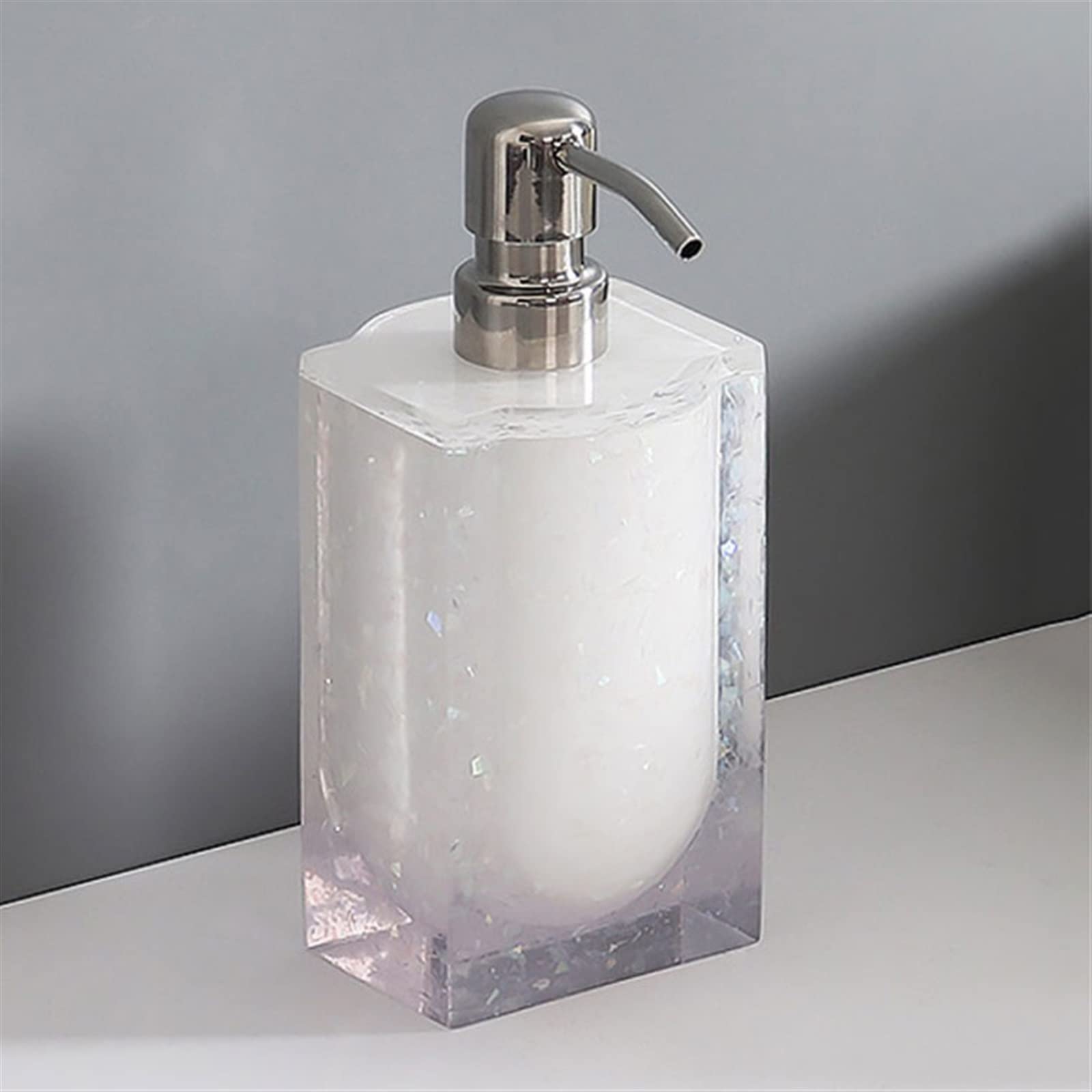 Distributeur de Savon Lumineux en résine pour Salle de Bain, Flacon Distributeur de Liquide Grande capacité de 400 ML, tête de Pompe en Acier Inoxydable pour Cuisine (Couleur : Blanc)
