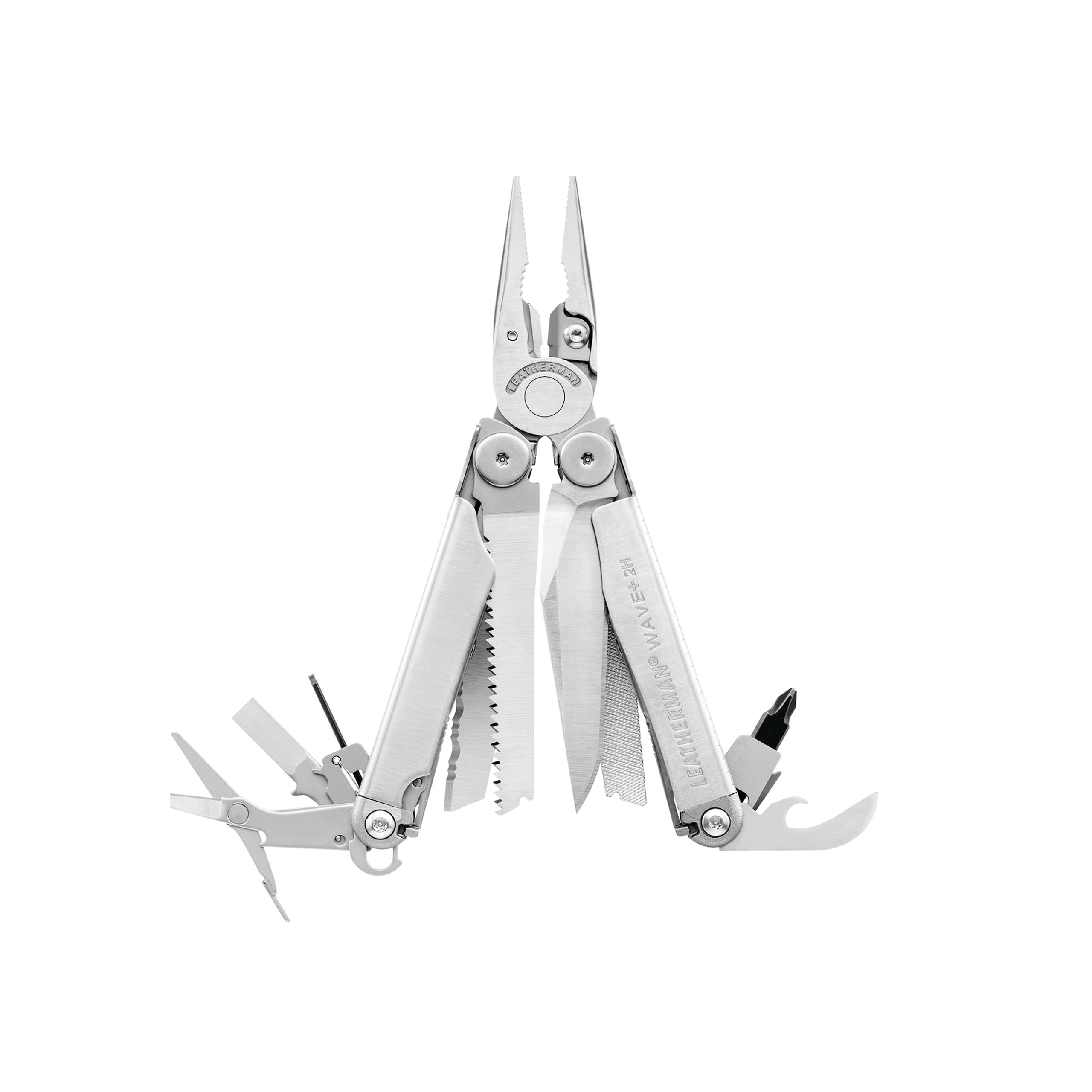 Leatherman 2H Wave+ Multiutensile - Utensile in Acciaio Inossidabile 18 in 1 con Lame, Pinze e Tagliafili - Acciaio Inossidabile