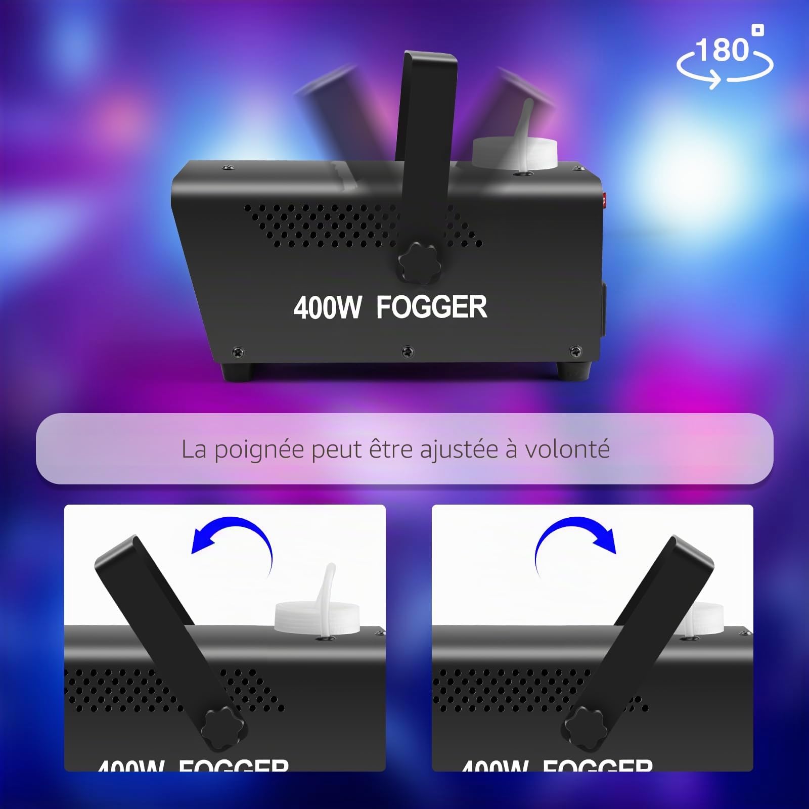 Machine à fumée 400W, Mini Machine à fumée avec 2 télécommandes filaires et sans fil pour DJ, Disco, Fête, Halloween, Mariages, Noël