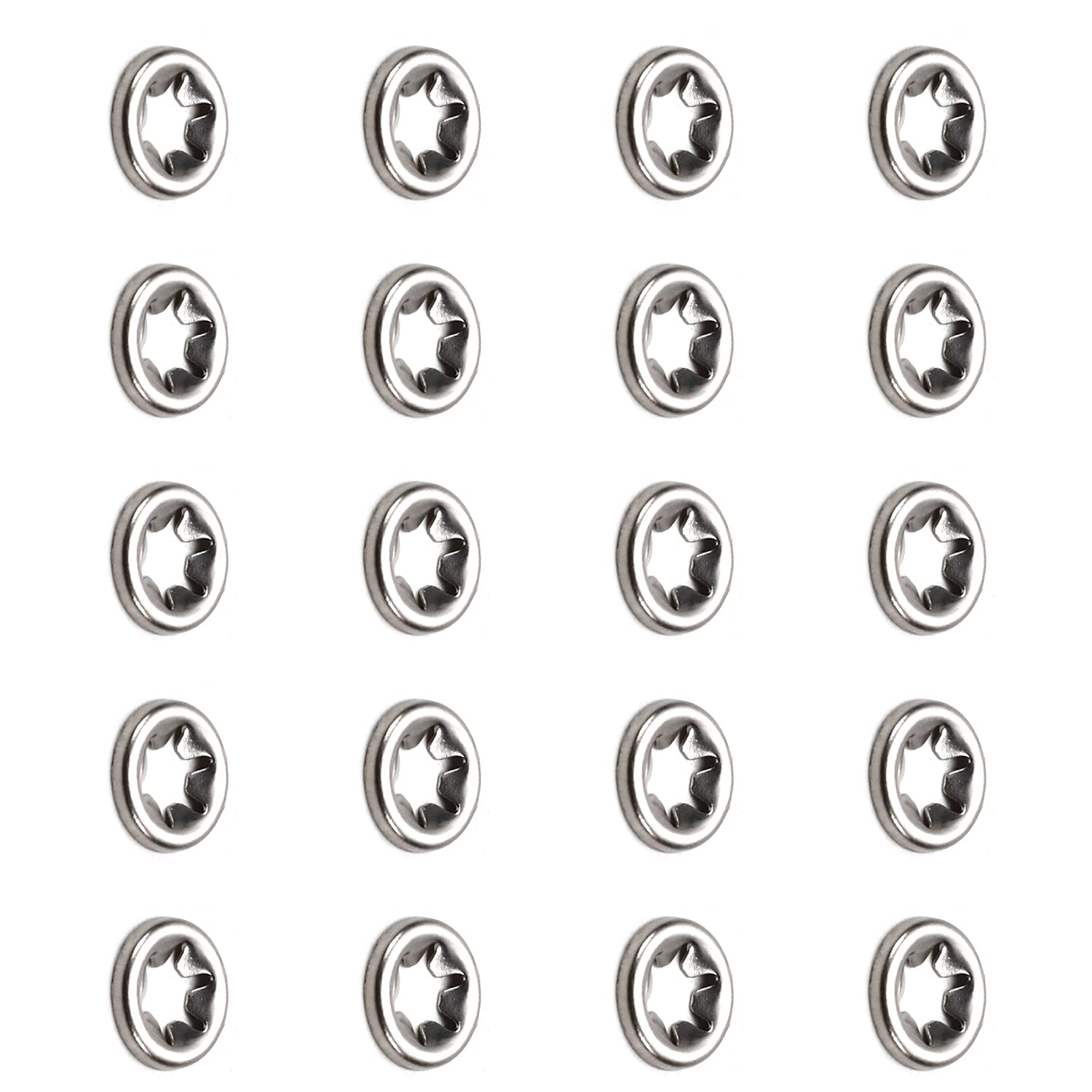 Bettomshin Internal Tooth Star Washers 5x12mm 304 Stainless Steel Push On Lock Washer Locking 5 Points Clips Fastener for Product Maintenance 40pcs