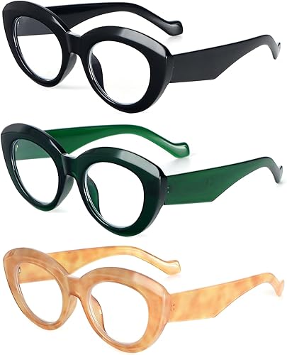 MMOWW Gafas de lectura de ojo de gato para mujer, a la moda, anti luz azul, para lectura de computadora con bisagra de resorte