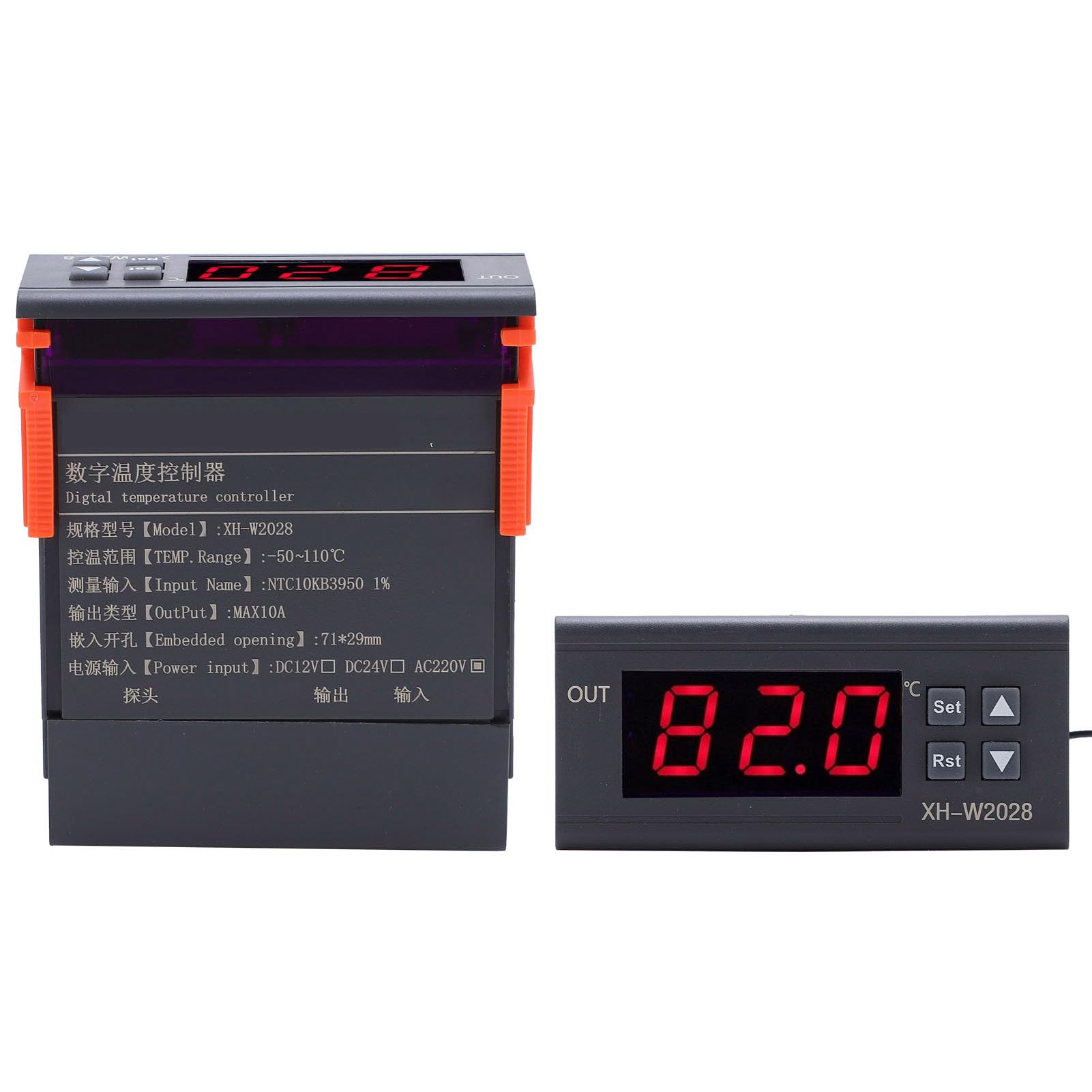 Termoregolatore digitale Termostato accurato per frigorifero e congelatore ABS fai-da-te nero (AC220V)