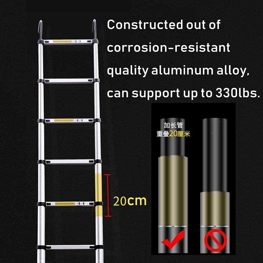 Telesladders,Engineetelesladders 6.6-20Ft Multi-Purpose Aluminumcopiladder with Hooks Heavy Duty Extension Ladder for/a/5.2M/17Ft