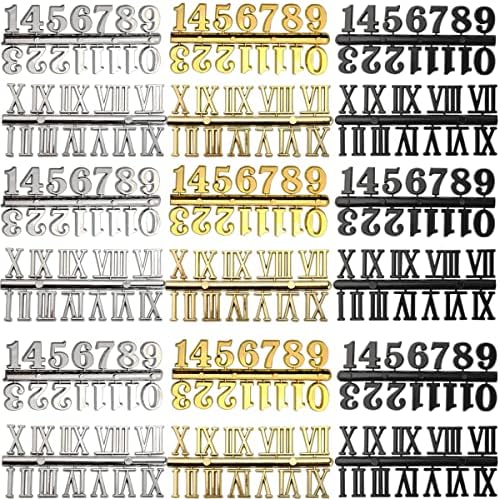 GXXMEI 18Sets Clock Numerals Kit Including Arabic Number and Roman Number DIY Digital Clock Numbers for Design Replacement Repairing Clock Accessories (Gold, Silver, Black) image 5