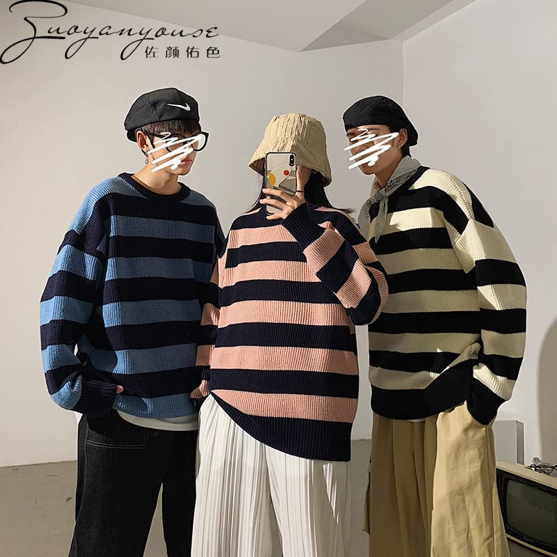 Image of Unisex Striped Sweater Gothic Pullovers Oversized Knitted Jumpers Alt Emo Sweatshirts Harajuku Streetwear Grunge Clothes