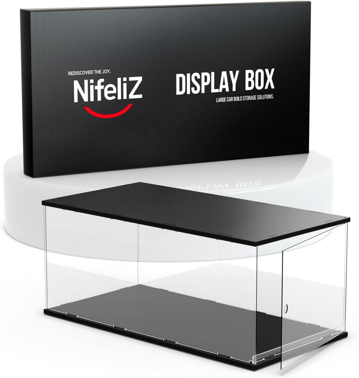 Acrylic Display Box for Scale 1:8 Big Model Cars, Building Toy Car Organizer and Storage, Gifts for Large Car Model Colle ctors (25.2Lx13WX10.4H in)