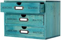 Vista 9 de Caja de Almacenamiento de Madera Organizador de Escritorio Rústico con 3 Cajones Accesorios de Escritorio de Oficina Estante Contenedores
