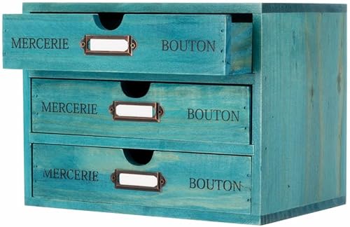 Miniatura 9 de Caja de Almacenamiento de Madera Organizador de Escritorio Rústico con 3 Cajones Accesorios de Escritorio de Oficina Estante Contenedores