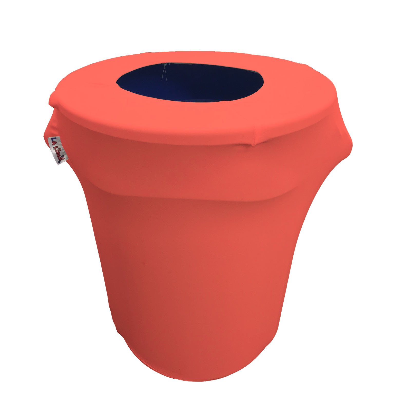 LA Linen Stretch Spandex Fitted Trash Can Cover 32-Gallon Round, Bin Waste Container Cover, Outdoor Indoor Patio Backyard Decor, Coral