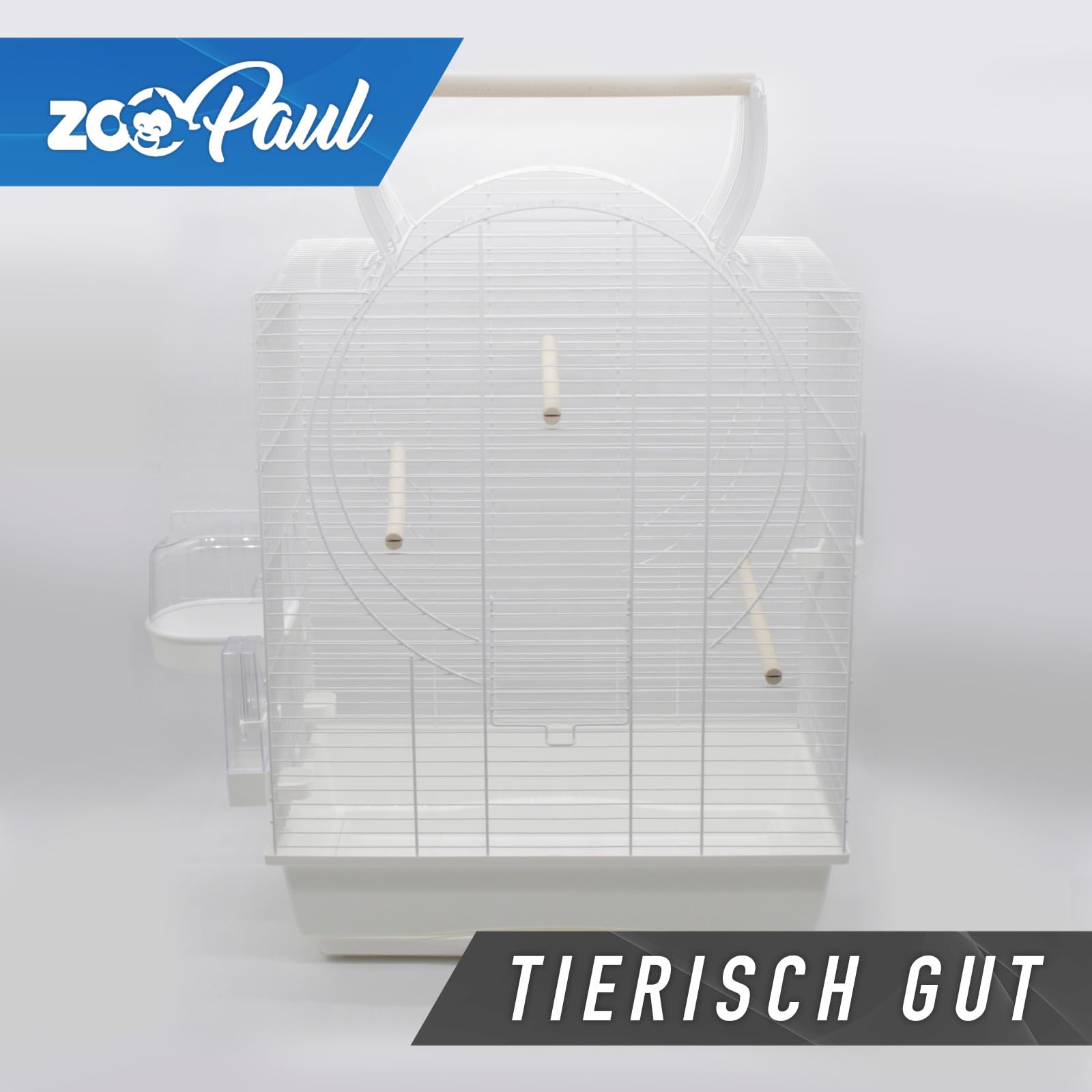 ZooPaul Vogelkäfig XXL Emma Cabrio weiß Wellensittiche Kanarien mit Trinkröhrchen Badehaus usw.