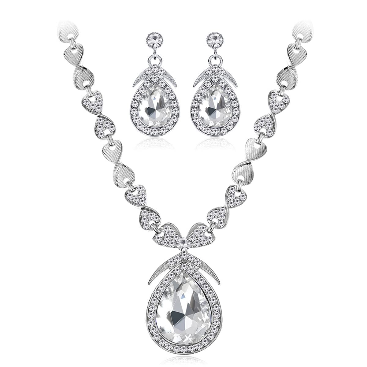 Set Gioielli Da Sposa Con Collana, Orecchini, Bracciale E Anello - Cristallo E Zirconi - Foto 5