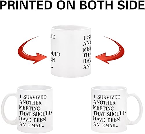 Miniatura 6 de YHRJWN Taza de correo electrónico con texto en inglés "I Survivved another meeting that should be an email" The Office Mug inspirador Mug Funny